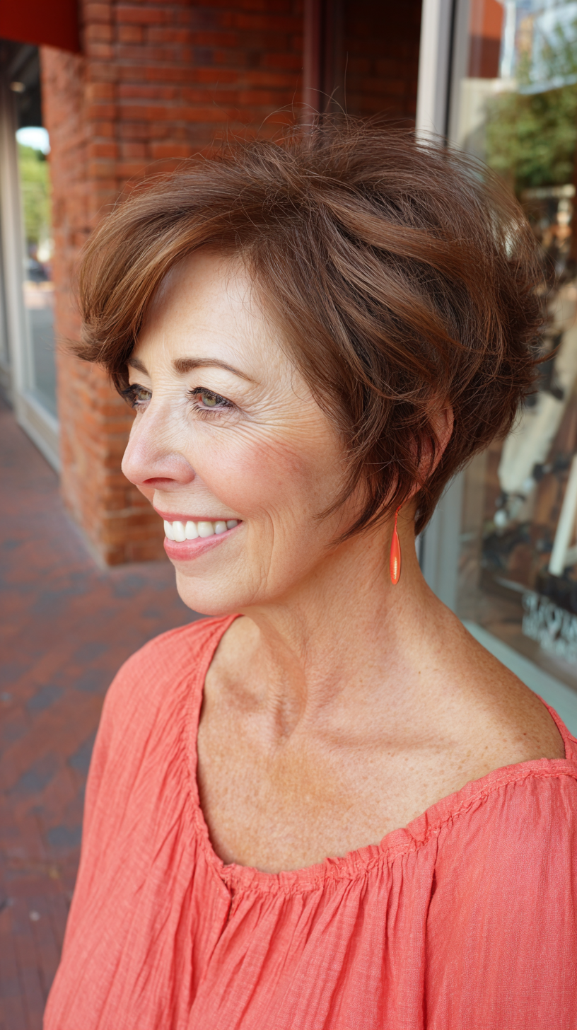 Chic Textured Brown Pixie Cut with Soft Layers