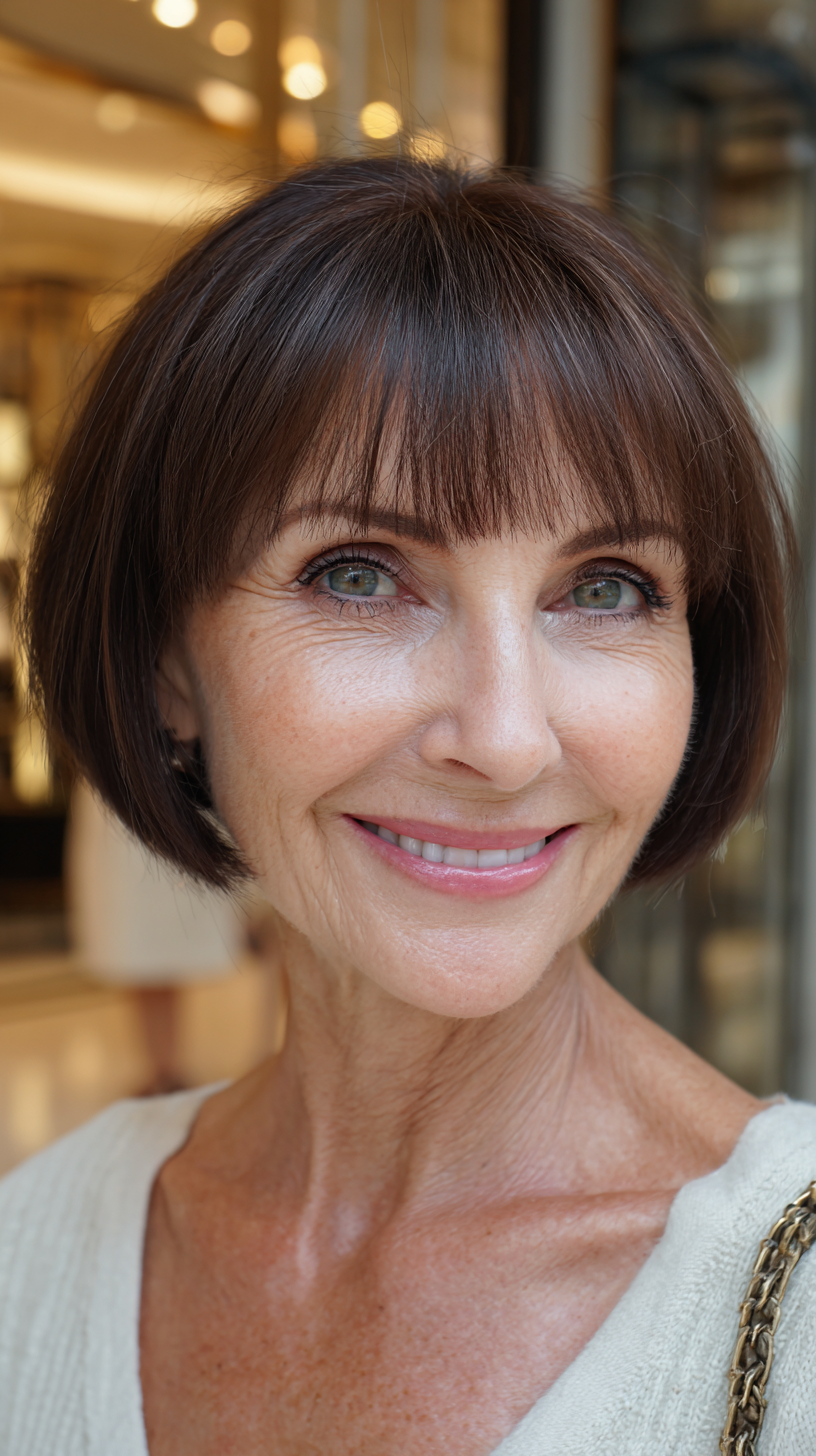 Classic Short Bob with Soft French Bangs