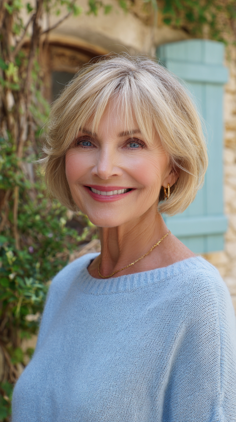 Elegant Soft Bob with Light French Bangs