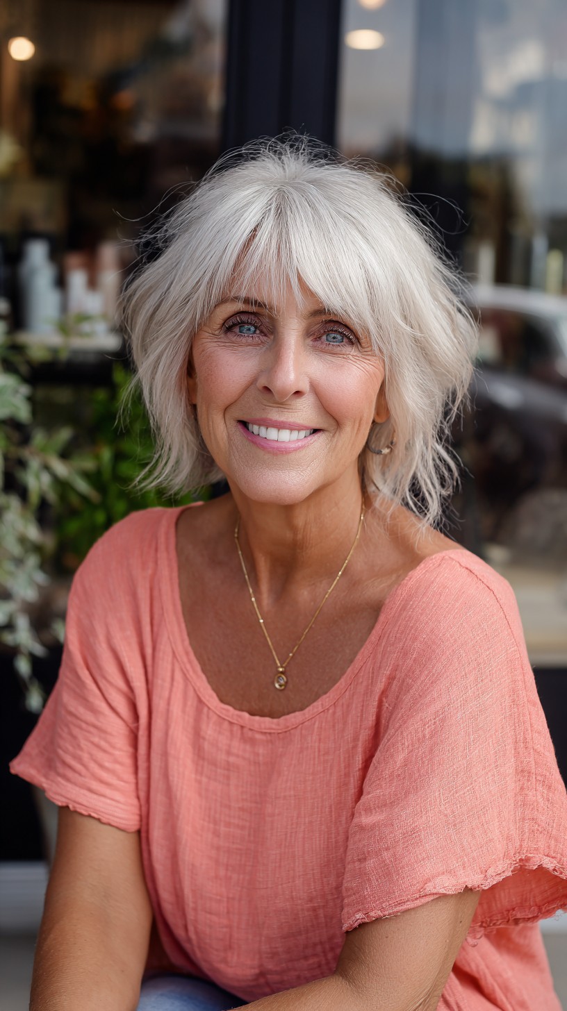 Ivory Feathered Shag with Wispy Micro Fringe