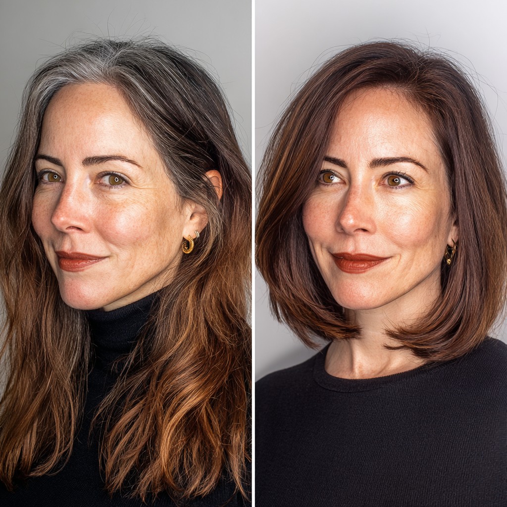Chic Chestnut Jaw-Length Bob with Soft Face-Framing Layers