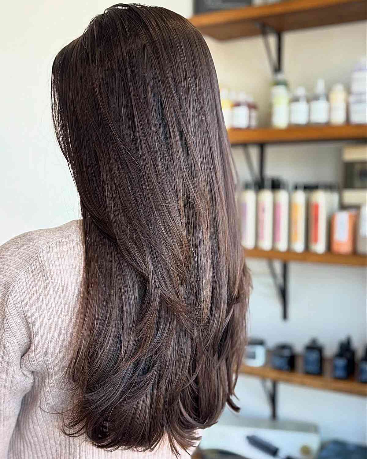 Long Layered Chestnut Hair with Subtle Movement