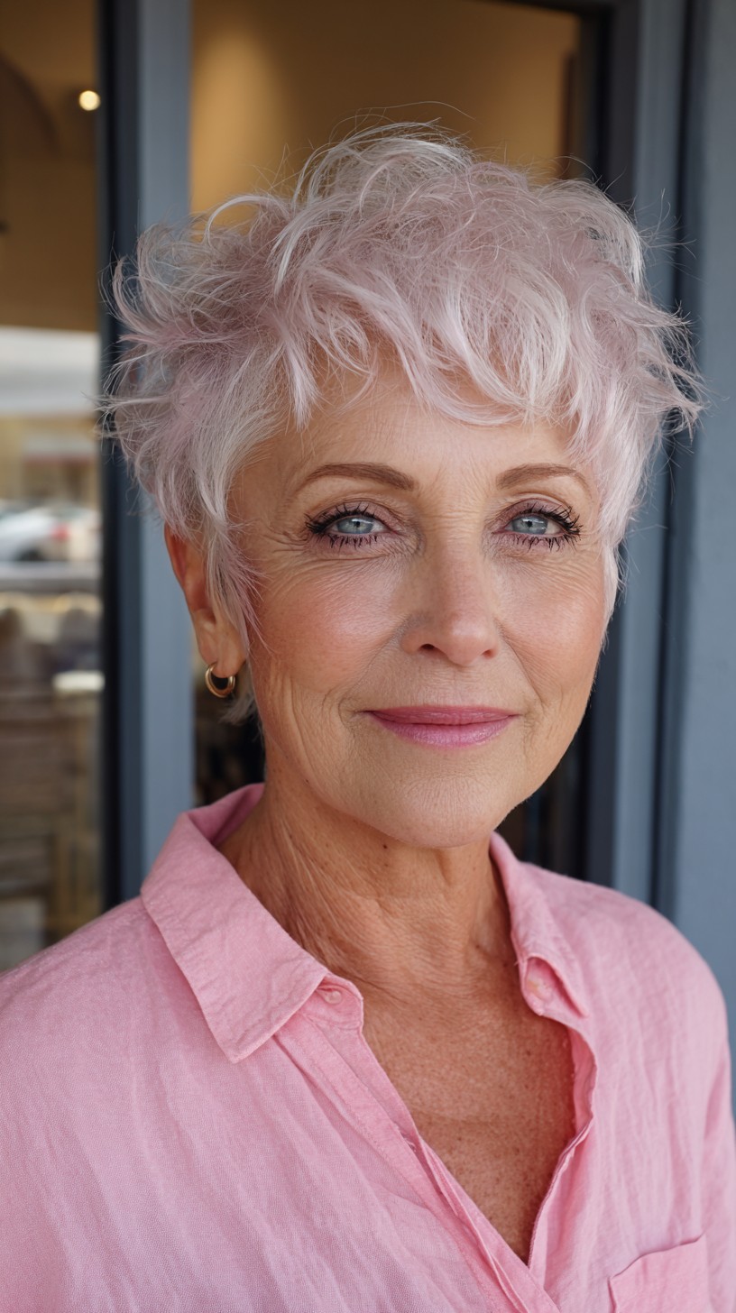 Pastel Rose Pixie Shag with Feathered Crown Lift