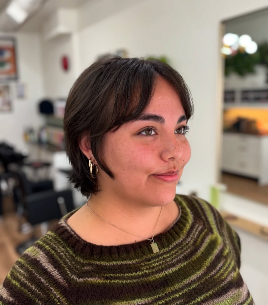 Playful Short Cut with Soft Curtain Bangs