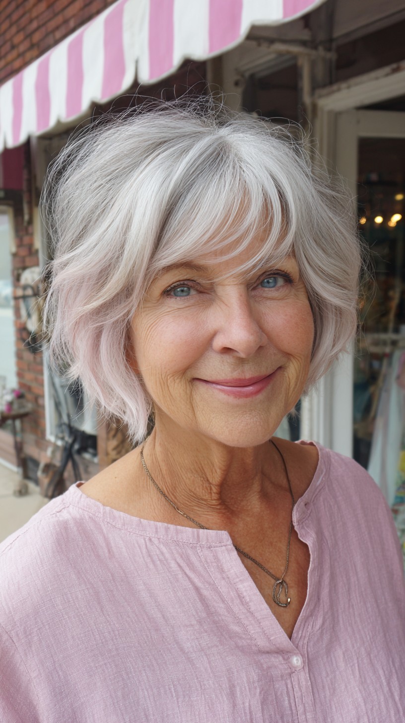 Soft Shag Short Layered Bob with Wispy Fringe