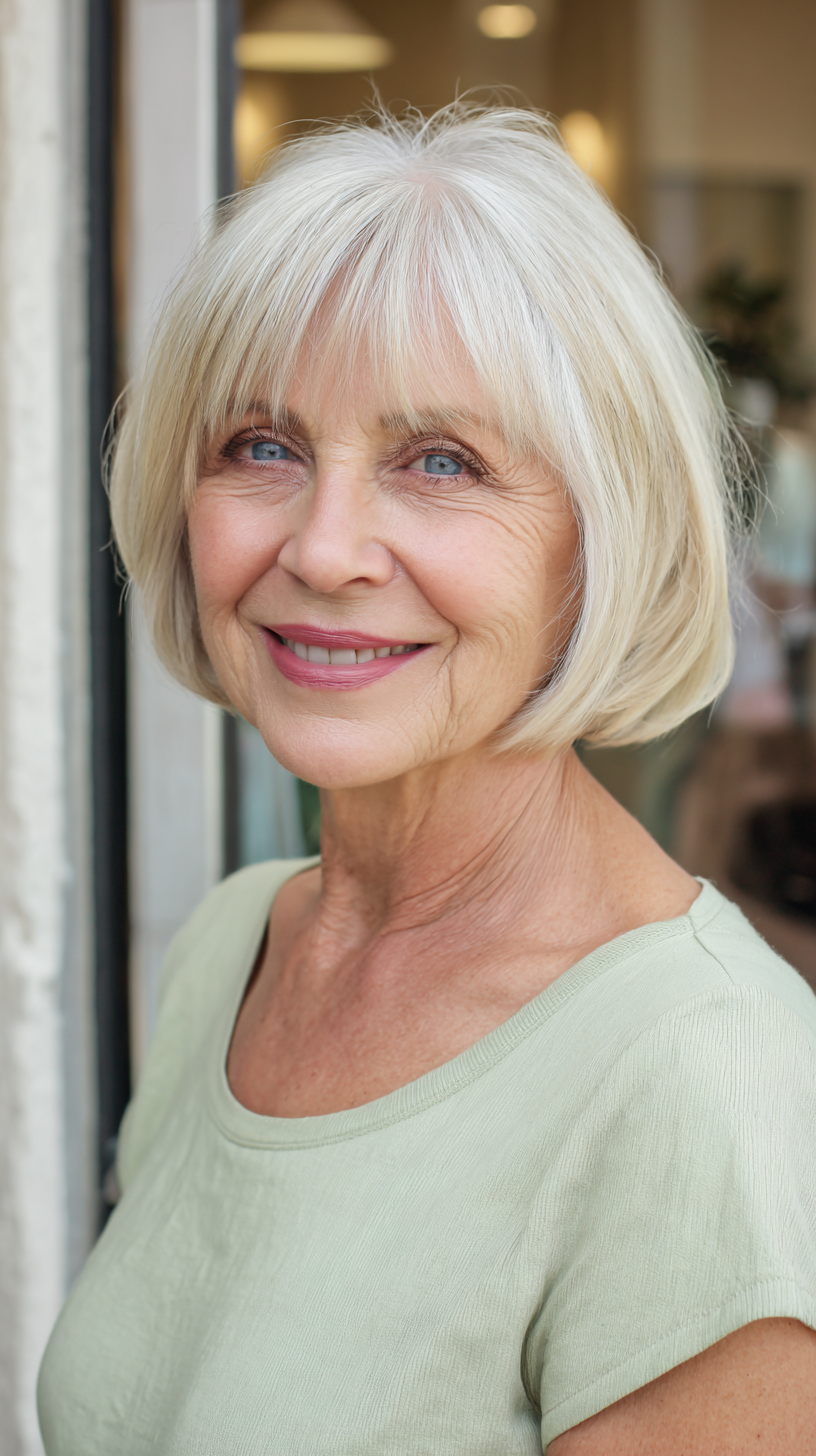 Softly Layered Bob with French Bangs