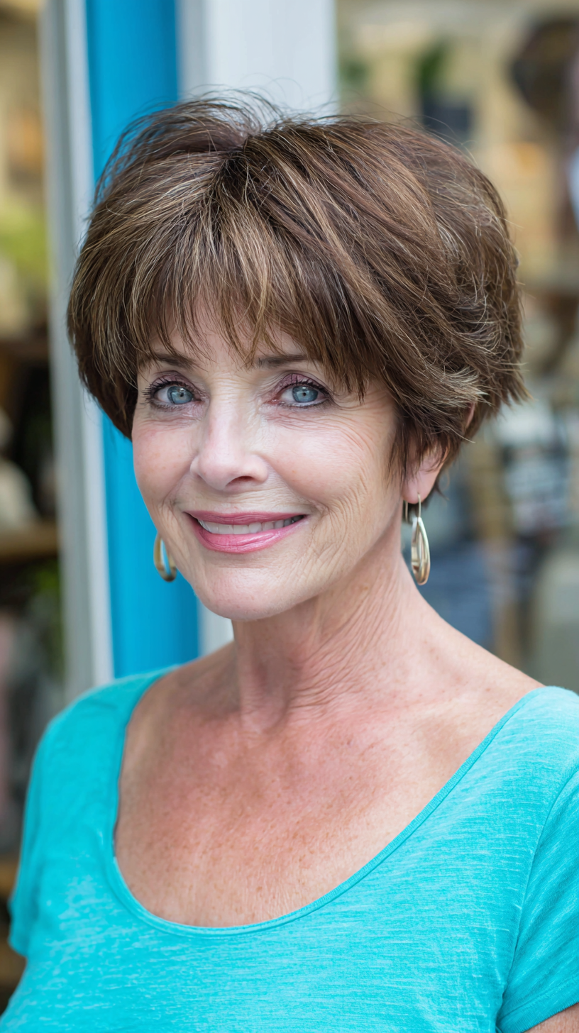 Textured Short Crop with Soft Bangs