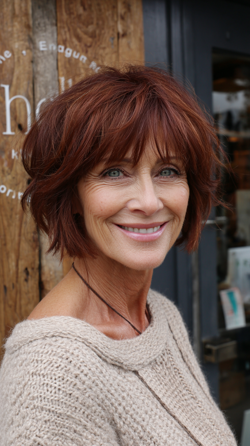 Vibrant Textured Lob with Soft Bangs