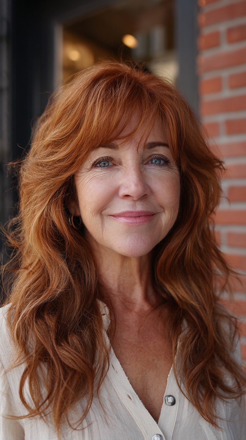 Warm Auburn Soft Shag with Face-Framing Layers