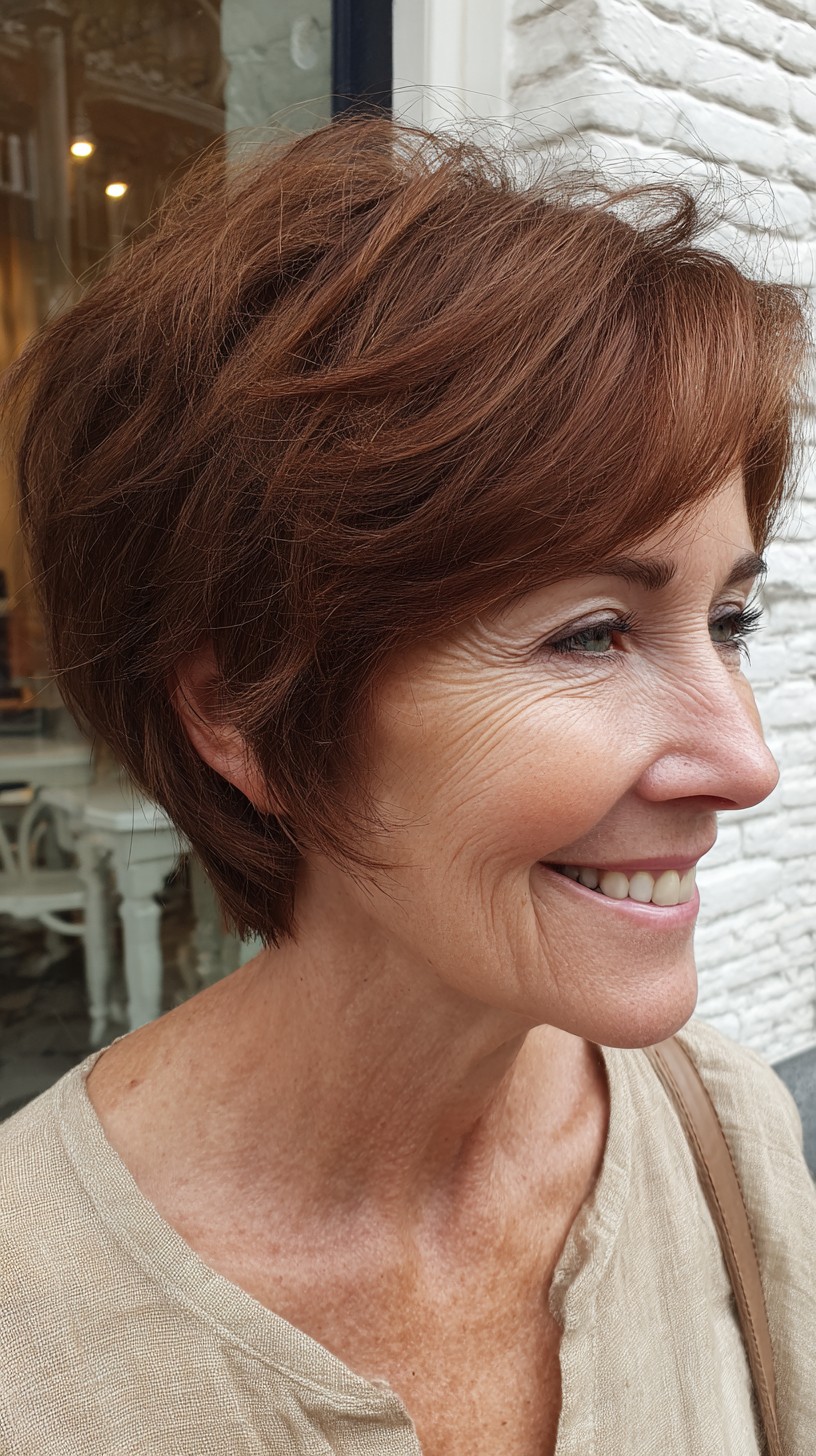 Auburn Lifted Graduated Pixie-Bob with Feathered Temple Slice