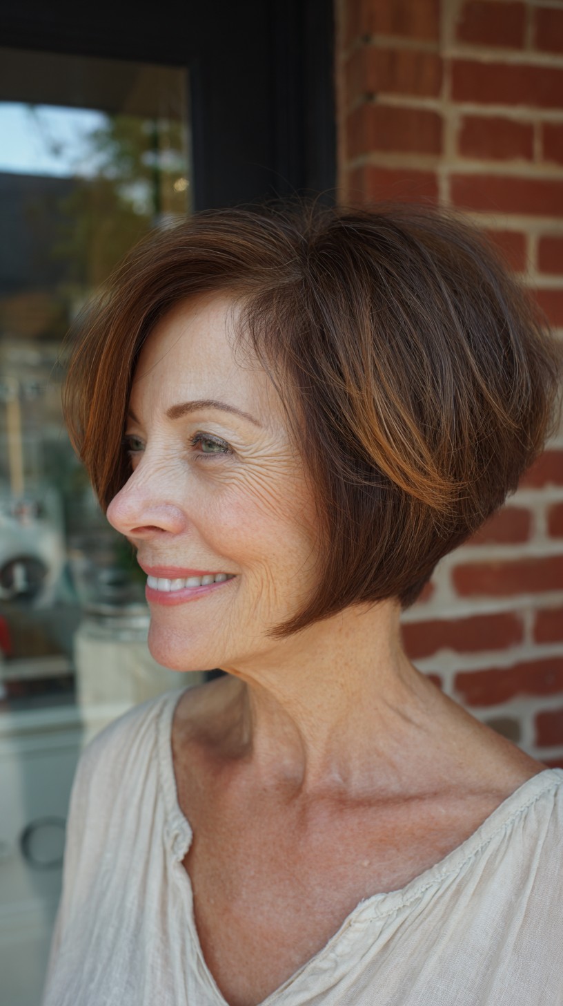 Chin-Length Reverse-Stacked Pixie-Bob with Cheek-Skimming Slice