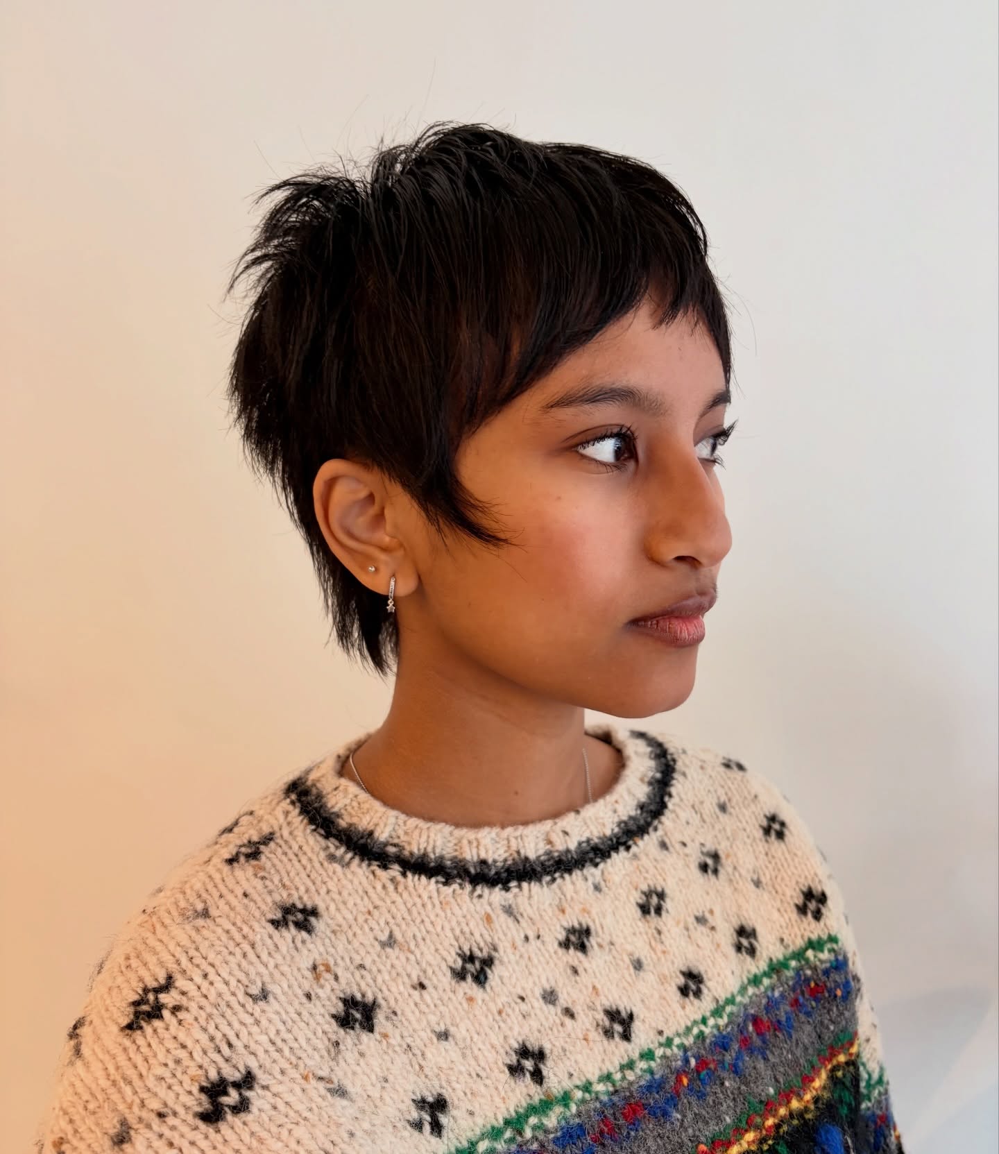 Choppy Micro-Bang Pixie with Feathered Temples