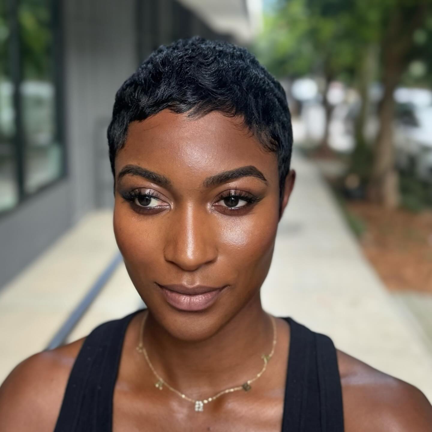 Cropped Finger-Wave Pixie with Soft Temple Taper
