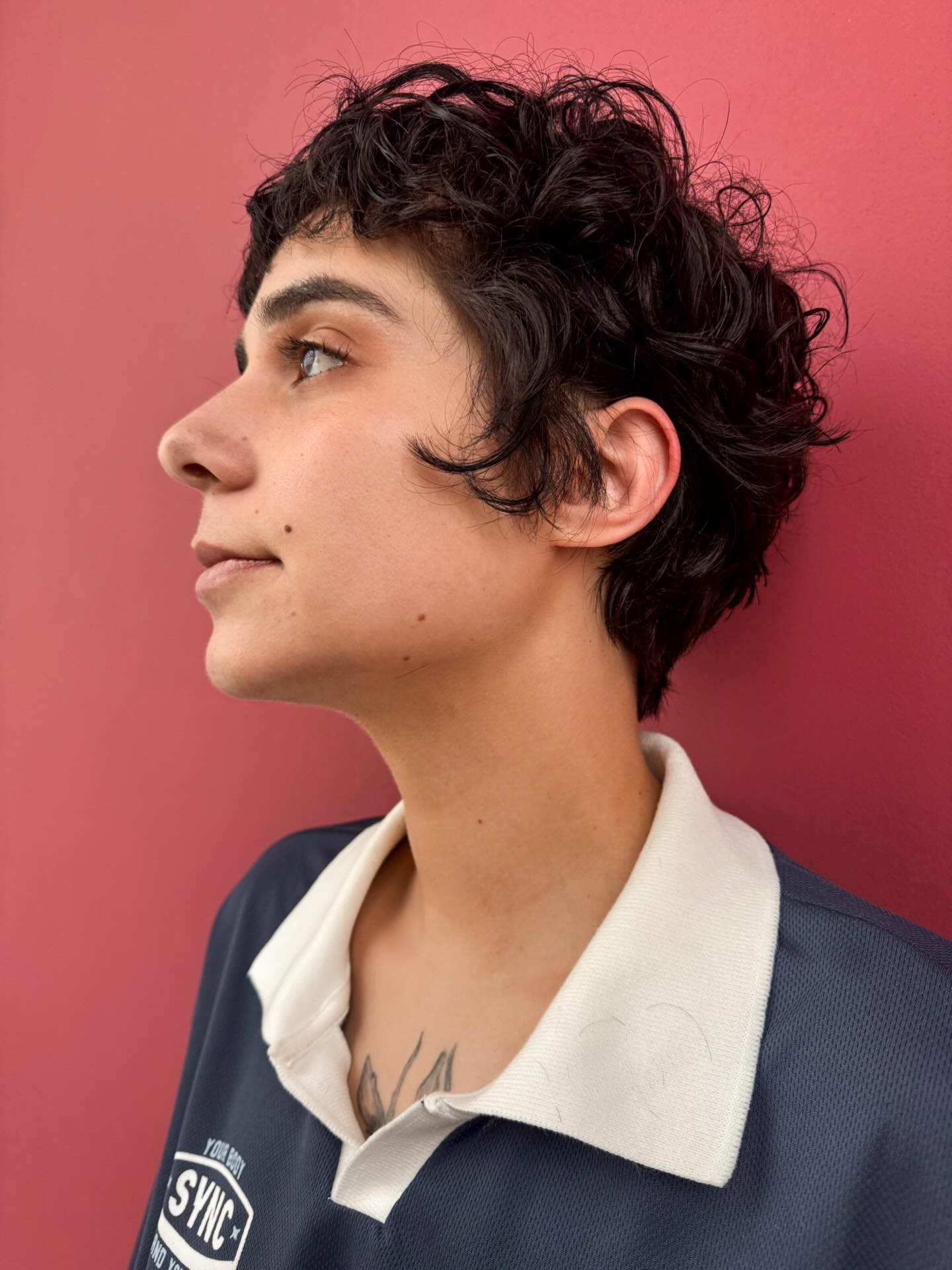 Curly Ear-Length Textured Pixie with Tousled Fringe