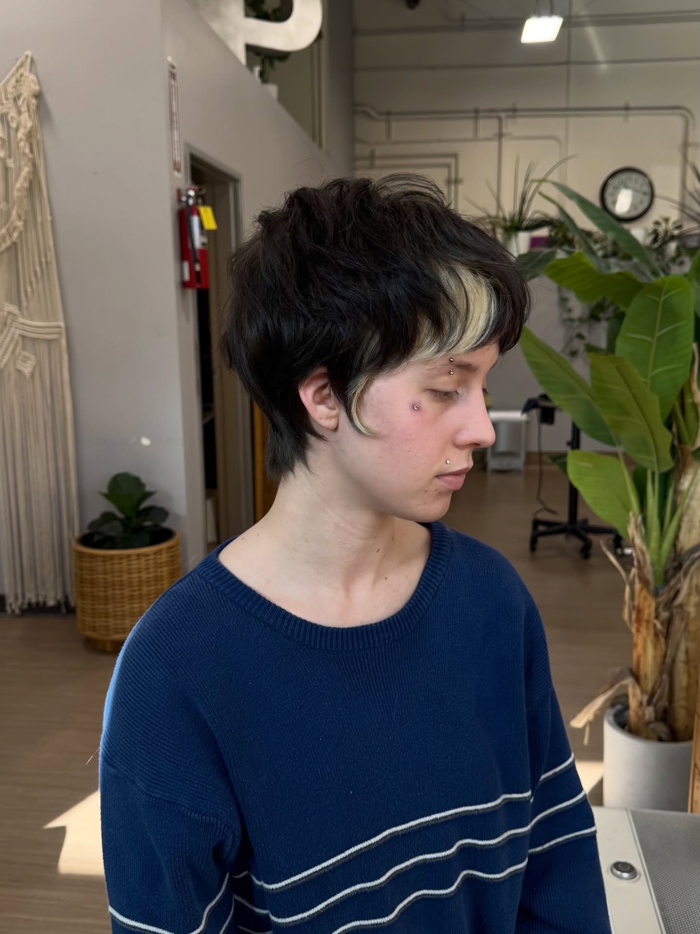 Feathered Ear-Length Crop with Bleached Curtain Accent