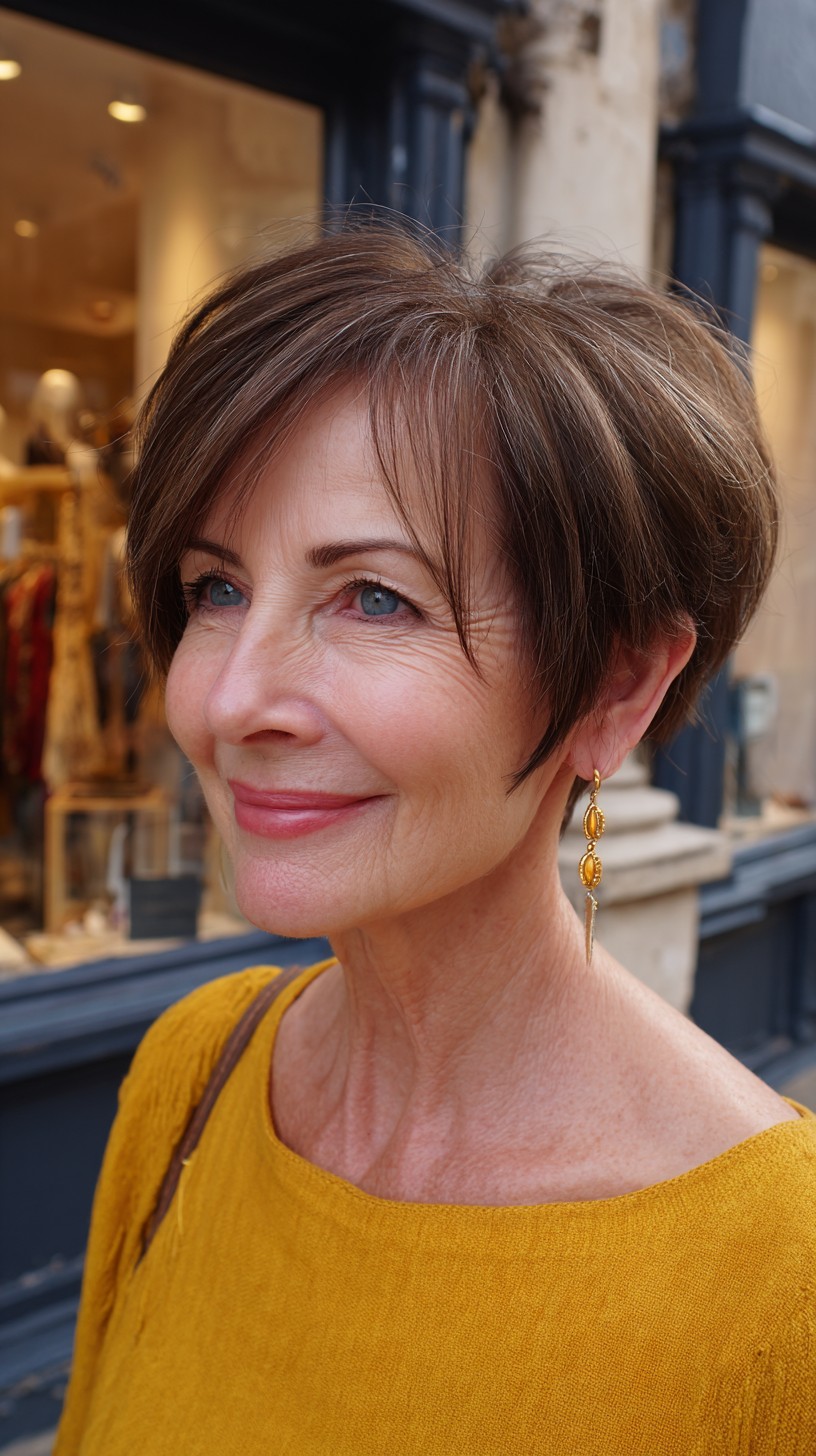 Lifted Chocolate-Brown Graduated Pixie-Bob with Wispy Side Fringe