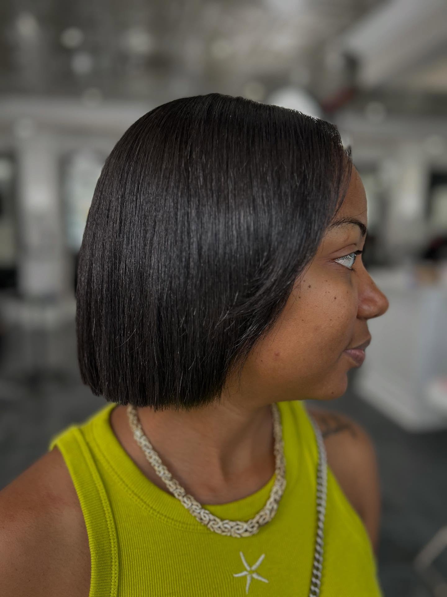 Precision Chin-Length Blunt Bob with Gentle Side-Sweep