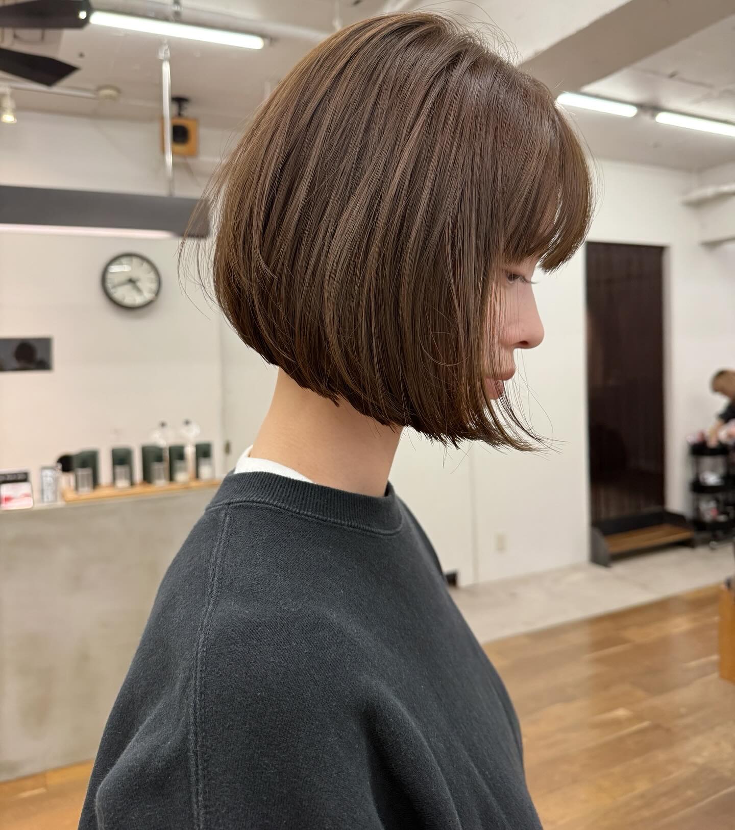 Sleek Rounded Chin-Length A-Line Bob with Tapered Nape