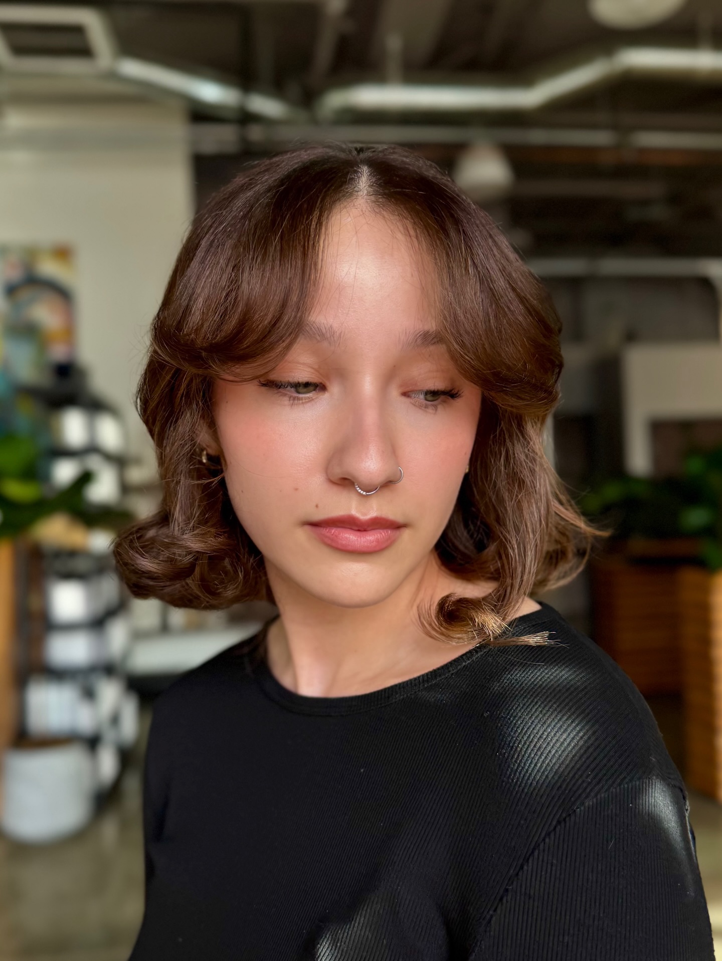 Soft Curtain-Framed Chin-Length Bob with Rolled Flicks