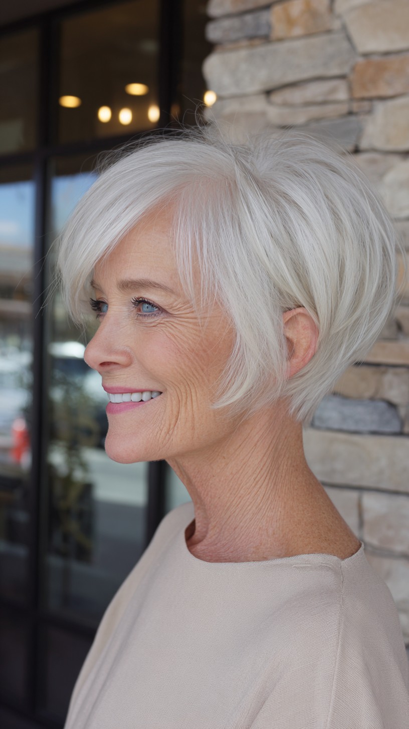 Soft Silver Angled Pixie-Bob with Parietal Lift