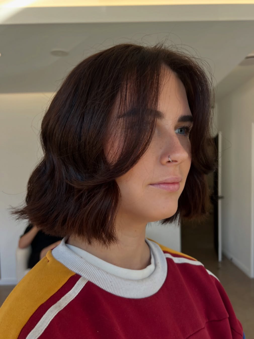 Textured Chin-Length Bob with Curtain Fringe