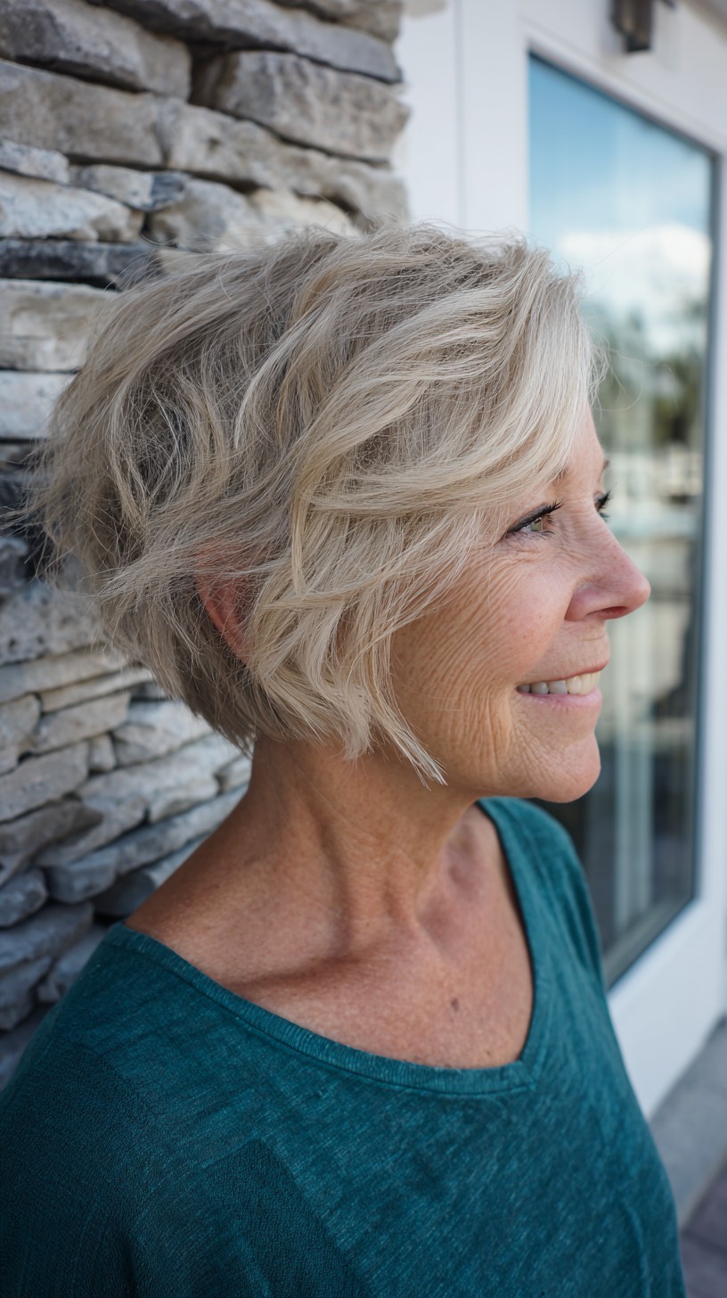 Textured Silver Pixie-Bob with Airy Nape and Side Fringe
