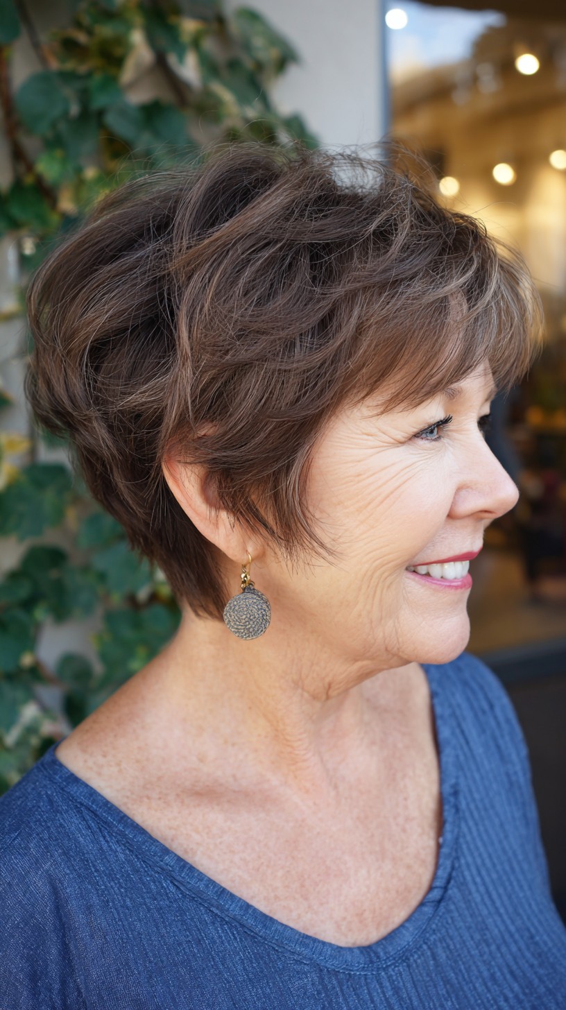 Warm Chestnut Graduated Pixie-Bob with Wispy Temple Framing