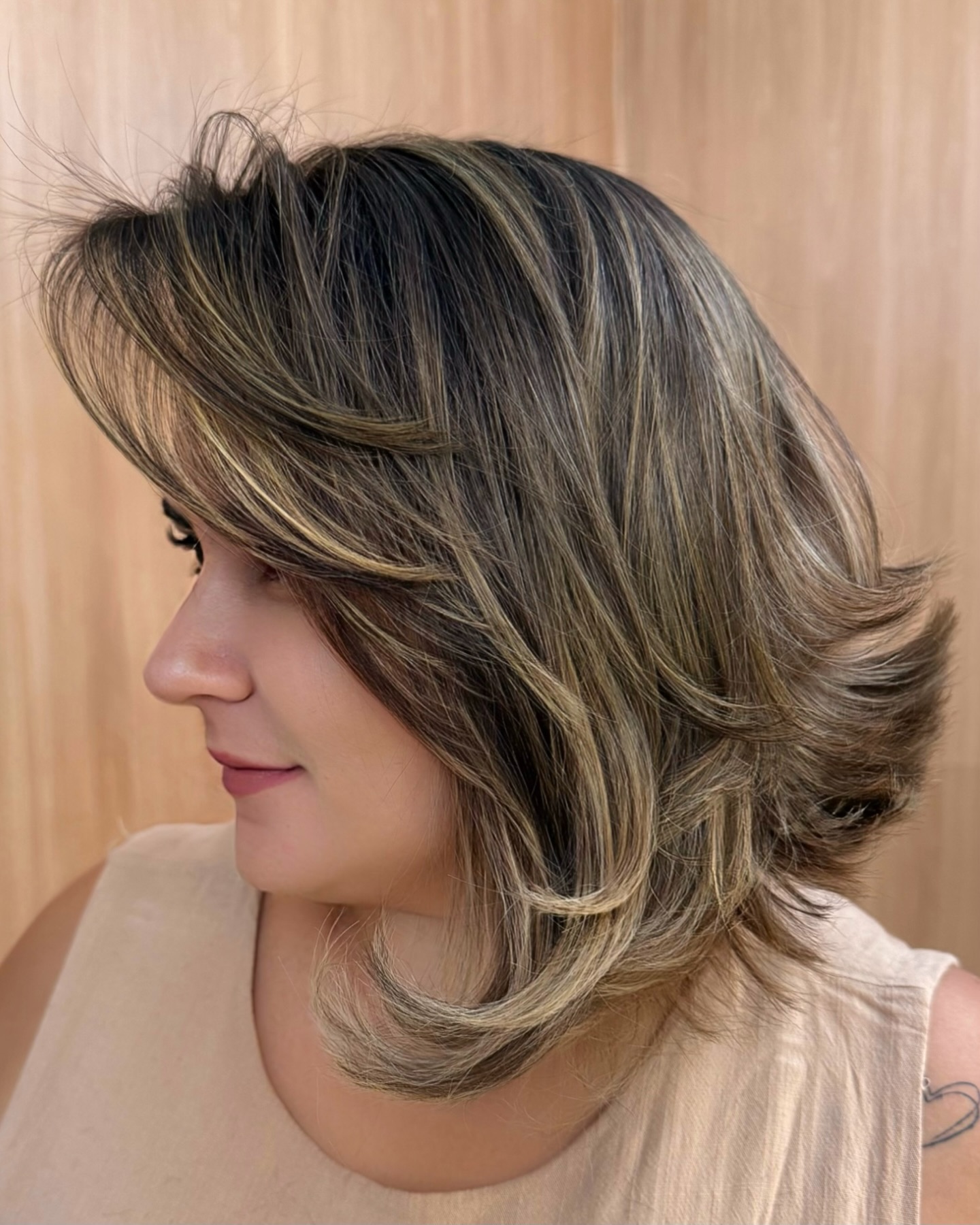 Feathered Face-Framing Sliced Lob with Flipped Ends