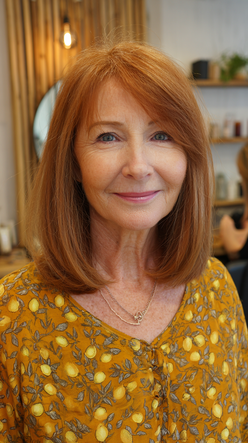 Chic Copper Long Bob with Subtle Layers