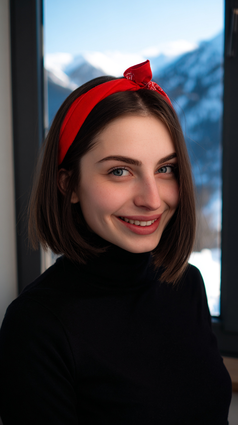 Chic Straight Bob with Bright Red Headband