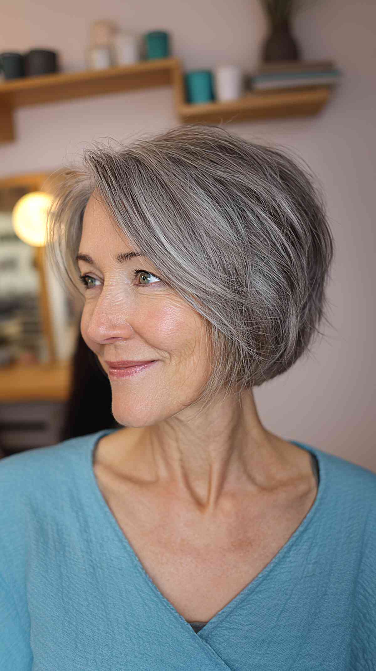 Choppy Silver Bob with Textured Layers