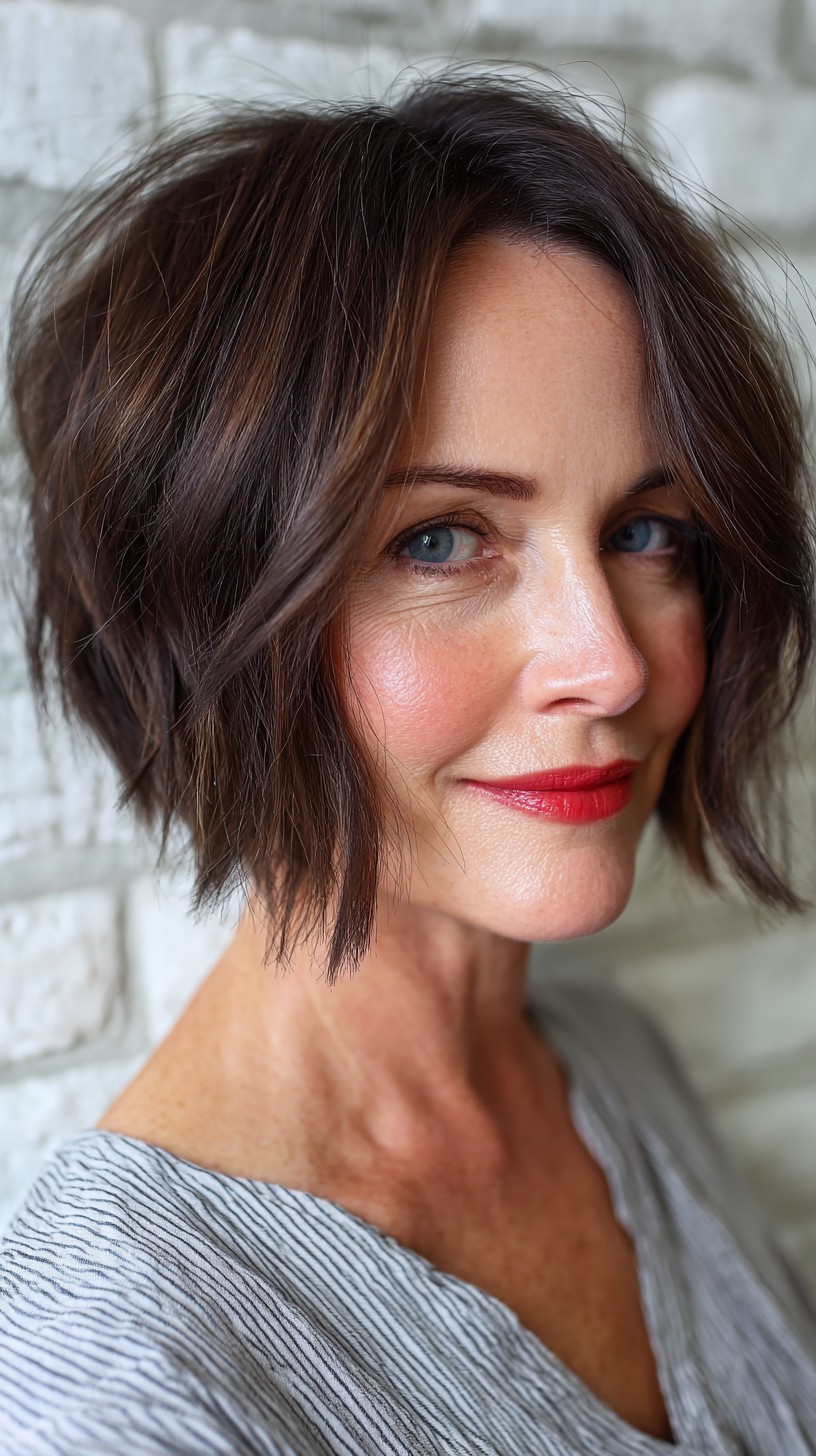 Effortless Choppy Bob with Warm Undertones
