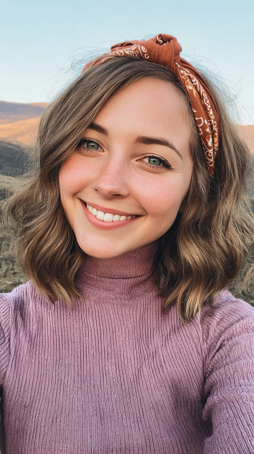 Effortless Wavy Lob with Stylish Headband