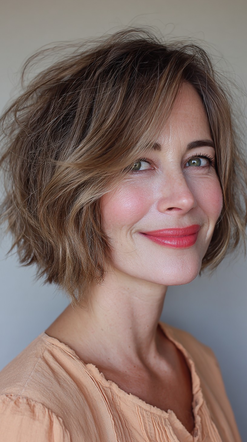 Effortlessly Textured Choppy Bob with Subtle Waves