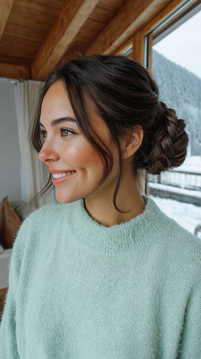 Elegant Braided Low Bun with Face-Framing Strands