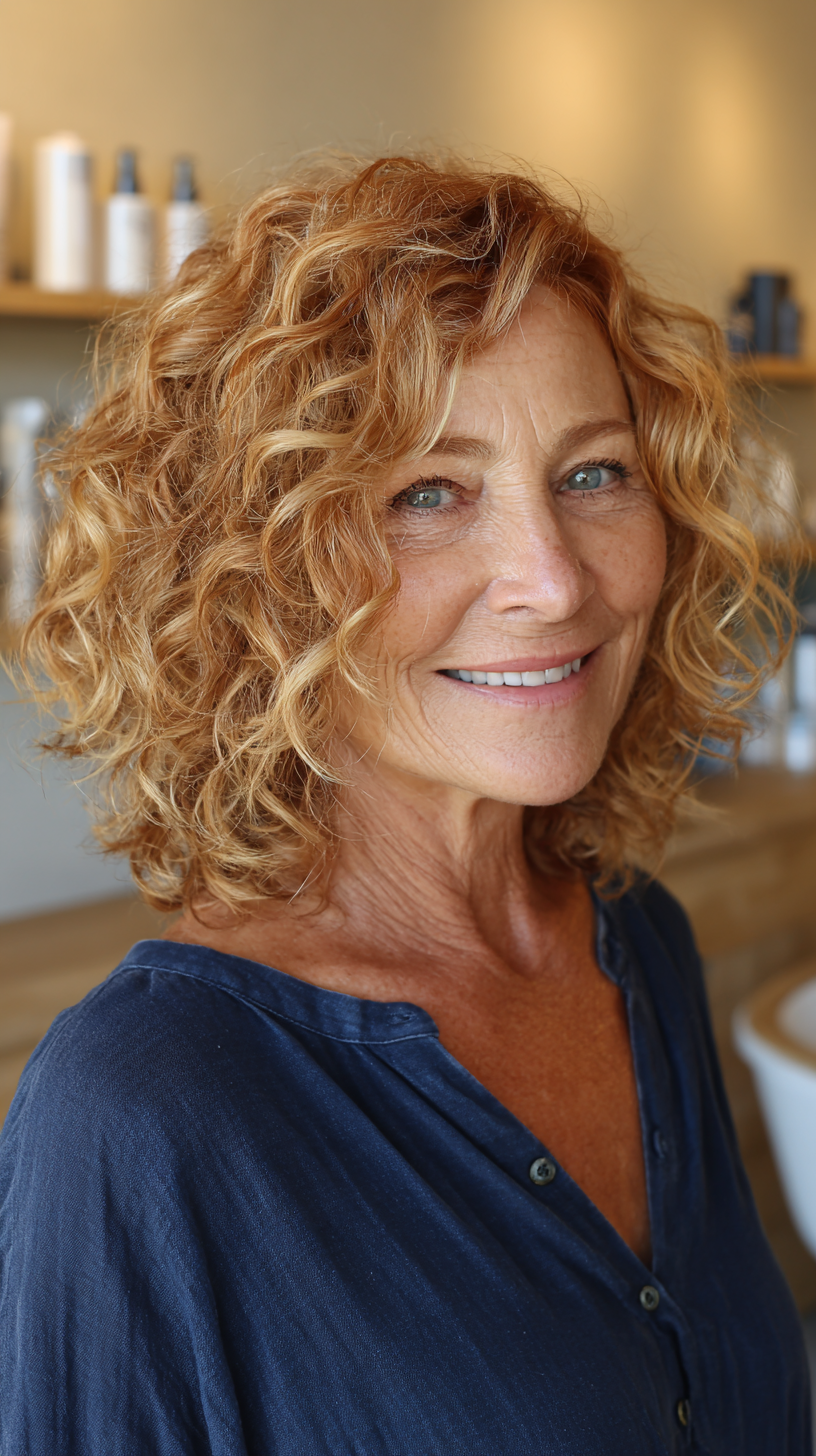 Elegant Curly Bob with Soft Layers