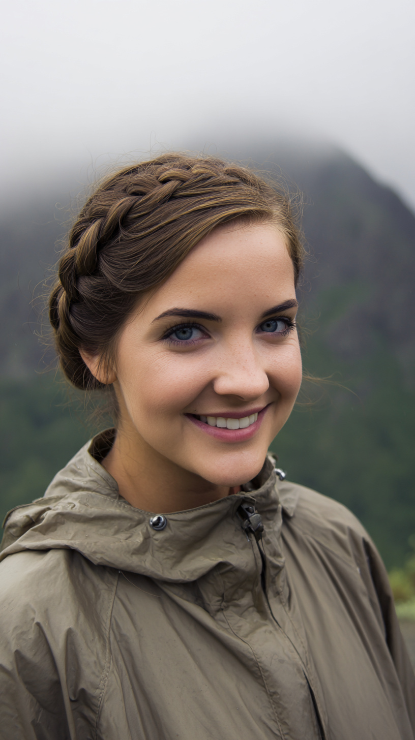 Feminine Braided Crown with Soft Waves