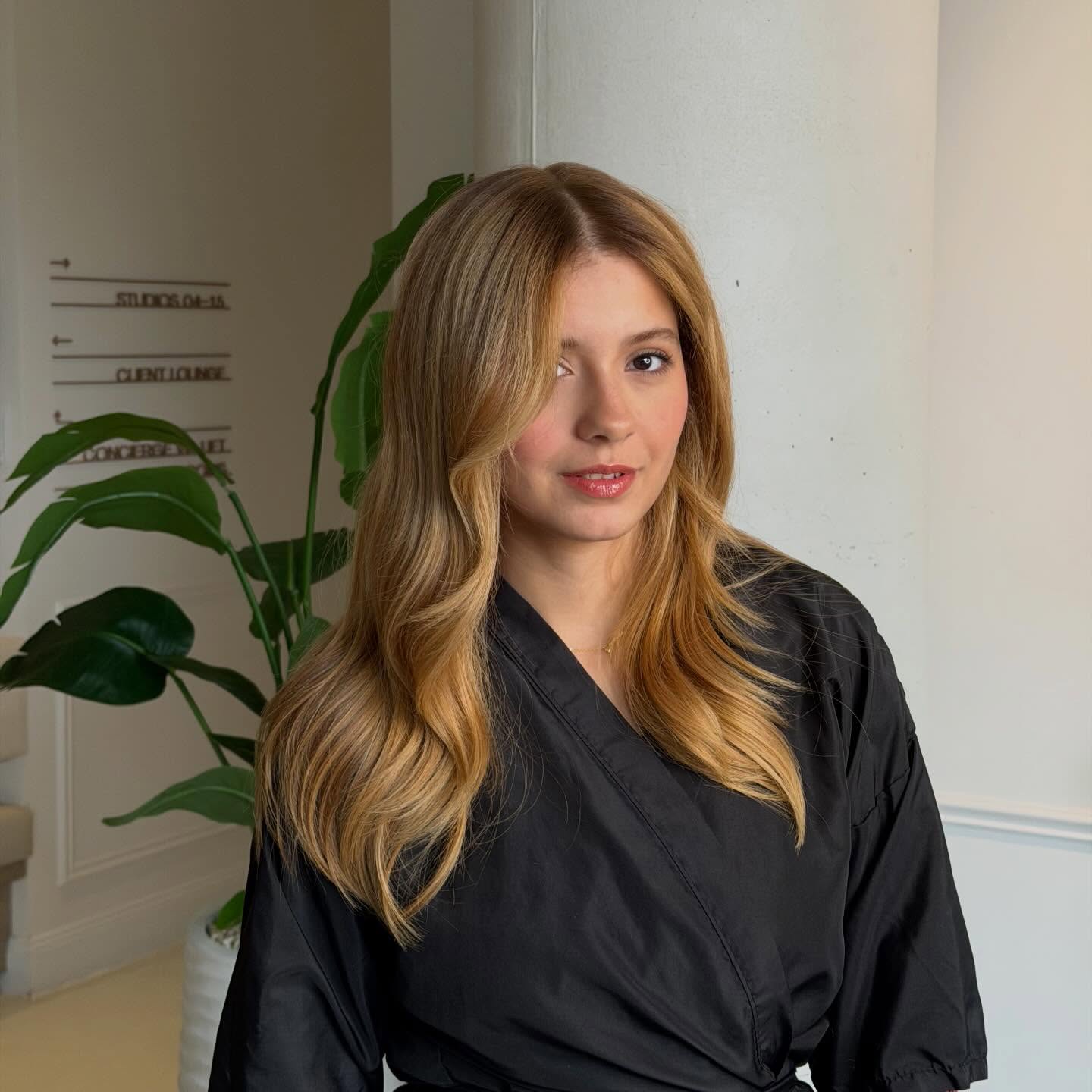 Golden Balayage Long Wavy Cut with Curtain Layers
