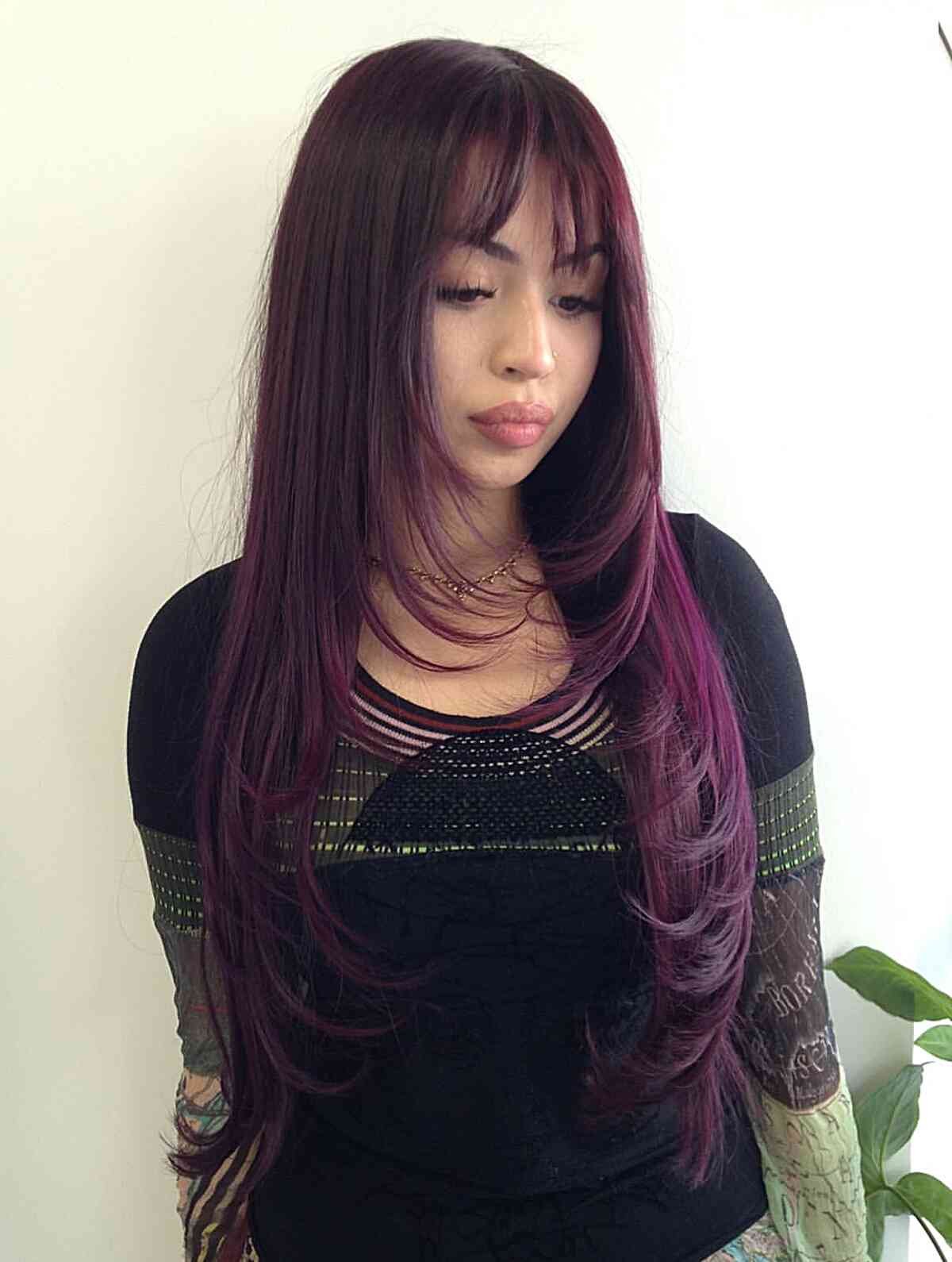 Long Layered Hair with Bold Highlights