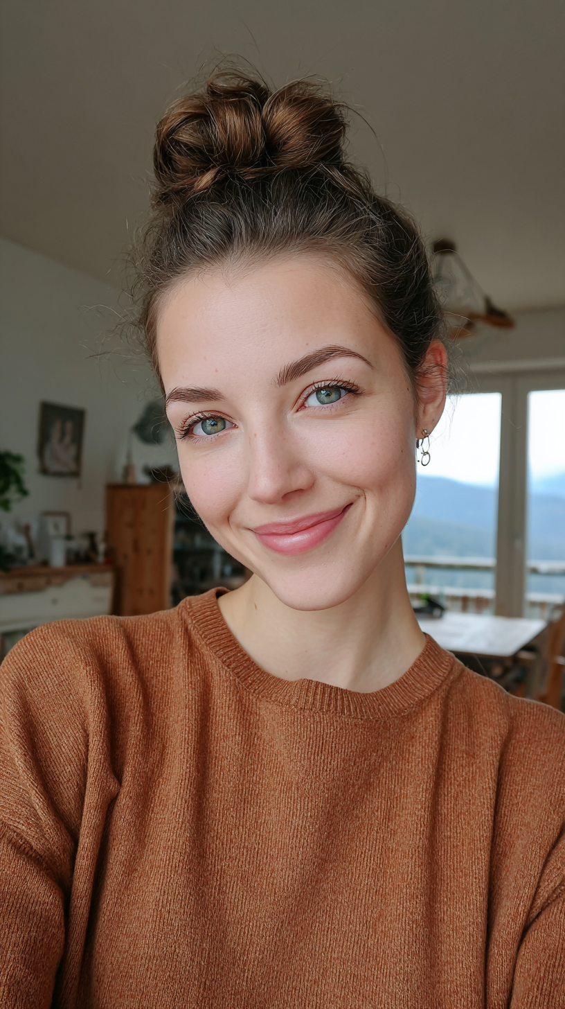Relaxed Top Knot with Face-Framing Strands