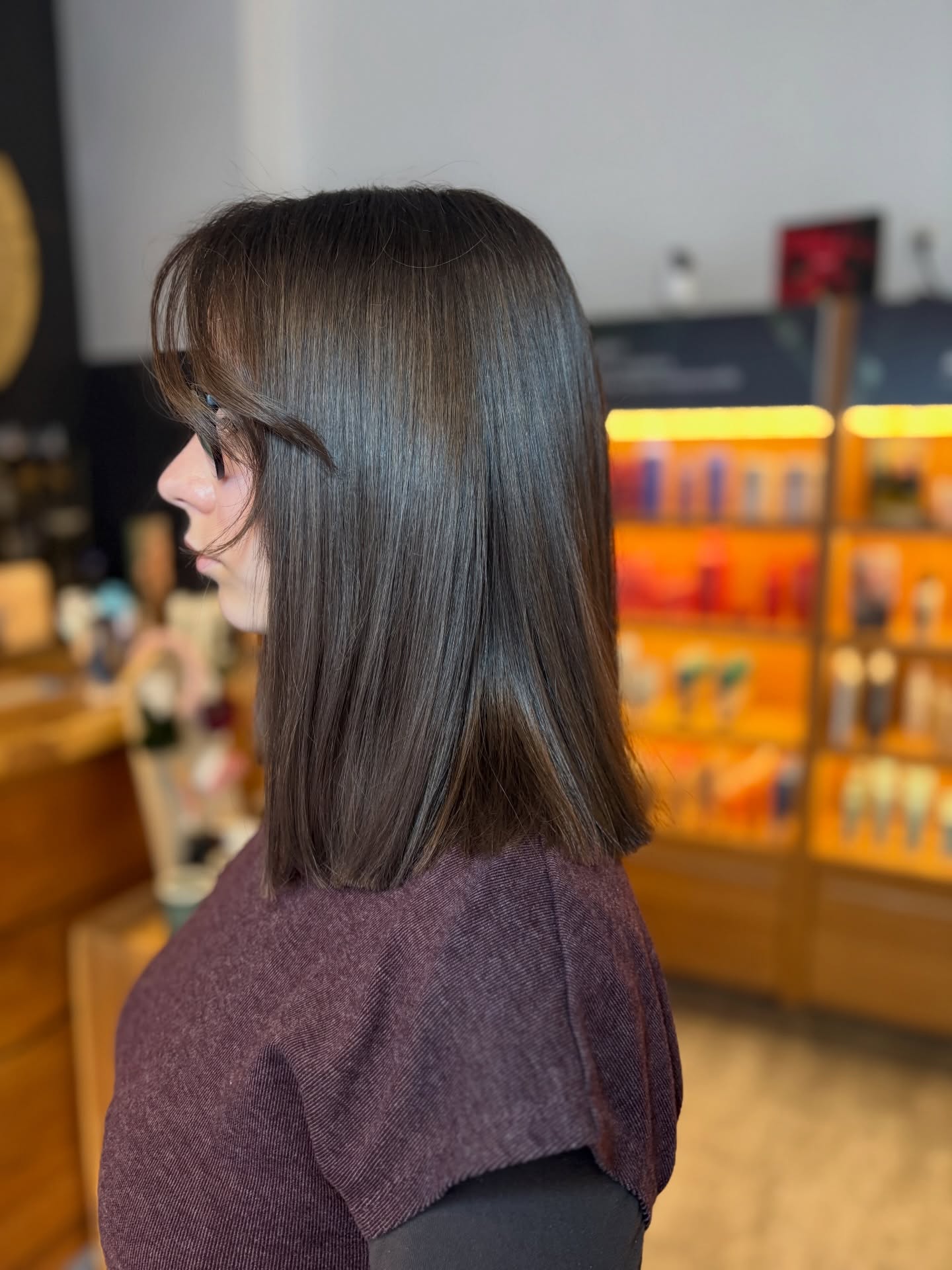 Sleek Blunt Mid-Length Long Bob with Subtle Face-Framing
