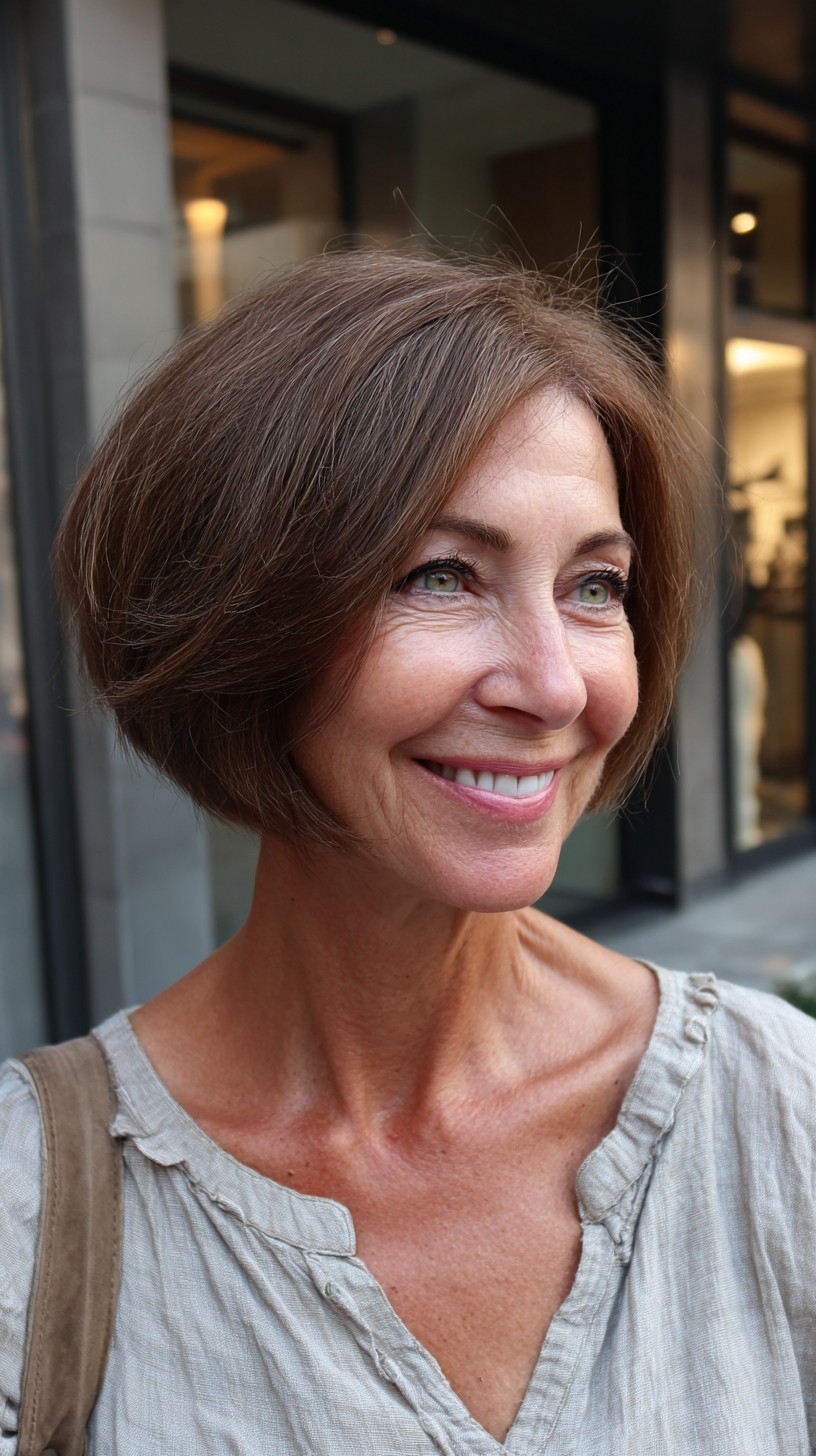 Soft Rounded Chin-Length Bob with Subtle Crown Lift