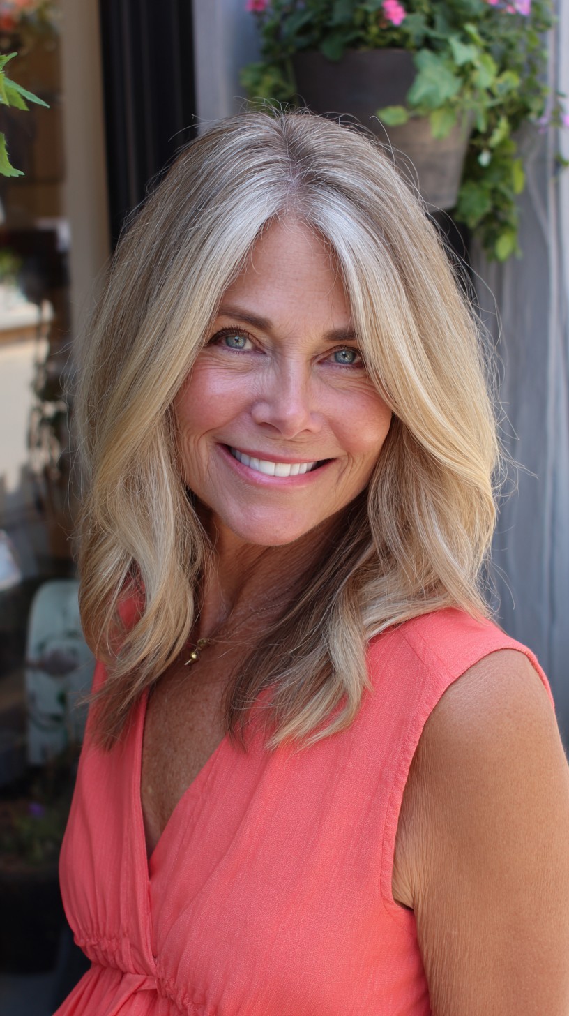 Soft Shoulder-Length Blonde with Face-Framing Curtain Layers