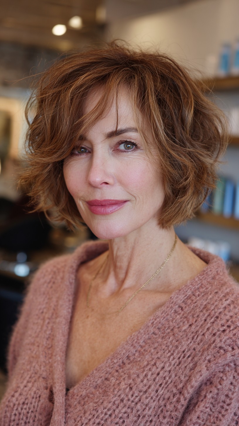 Textured Choppy Bob with Effortless Waves