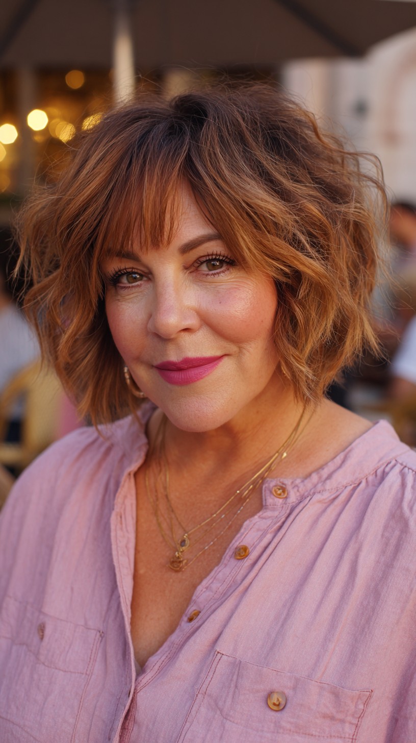 Textured Choppy Bob with Soft Bangs