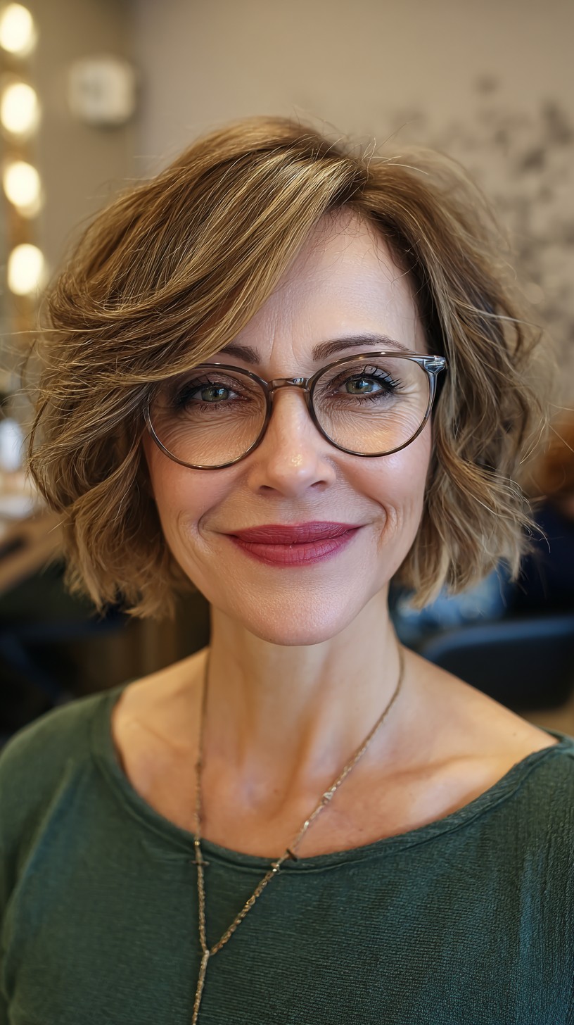 Textured Choppy Bob with Subtle Highlights