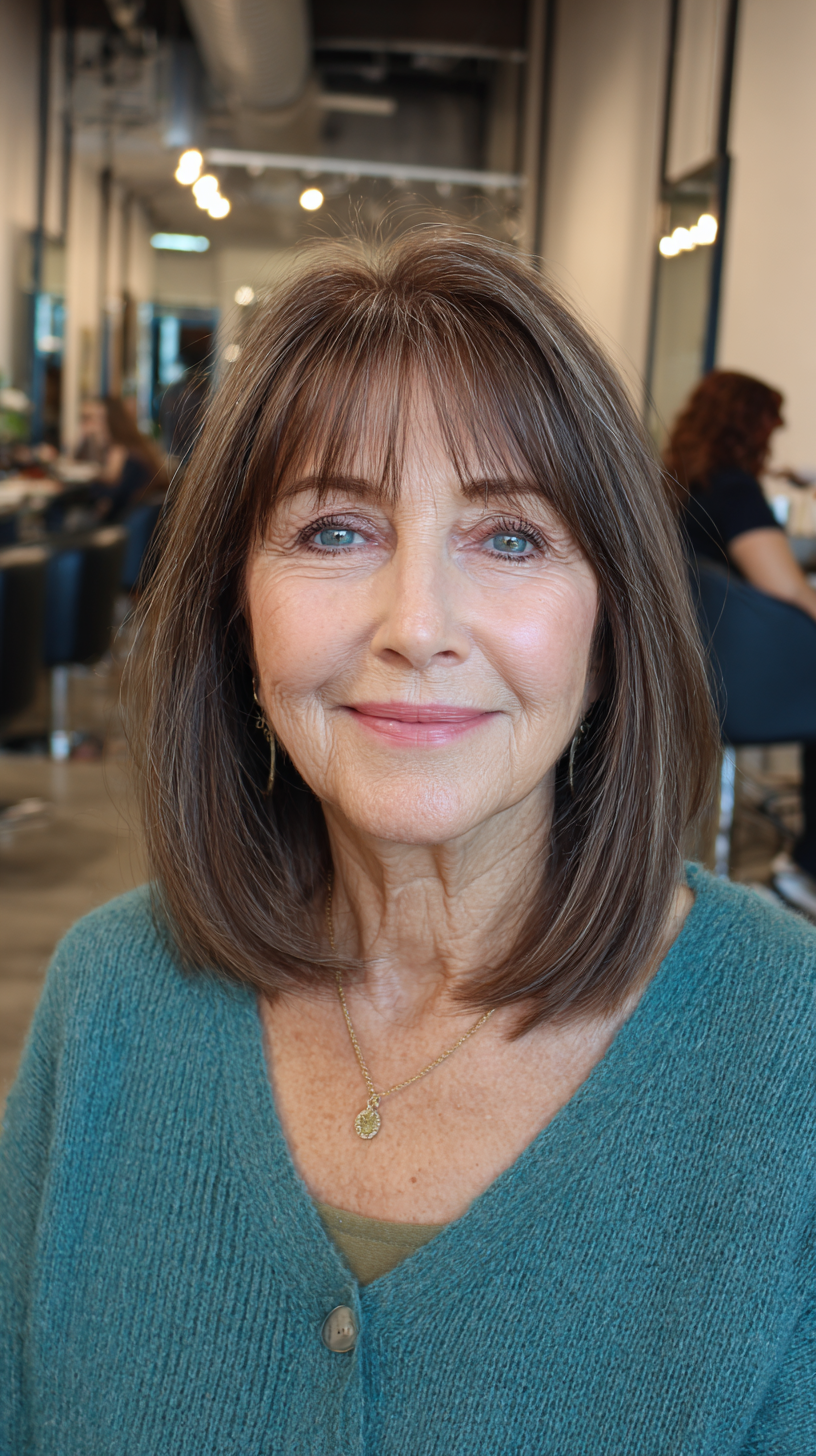 Textured Long Bob with Soft Bangs and Subtle Layers