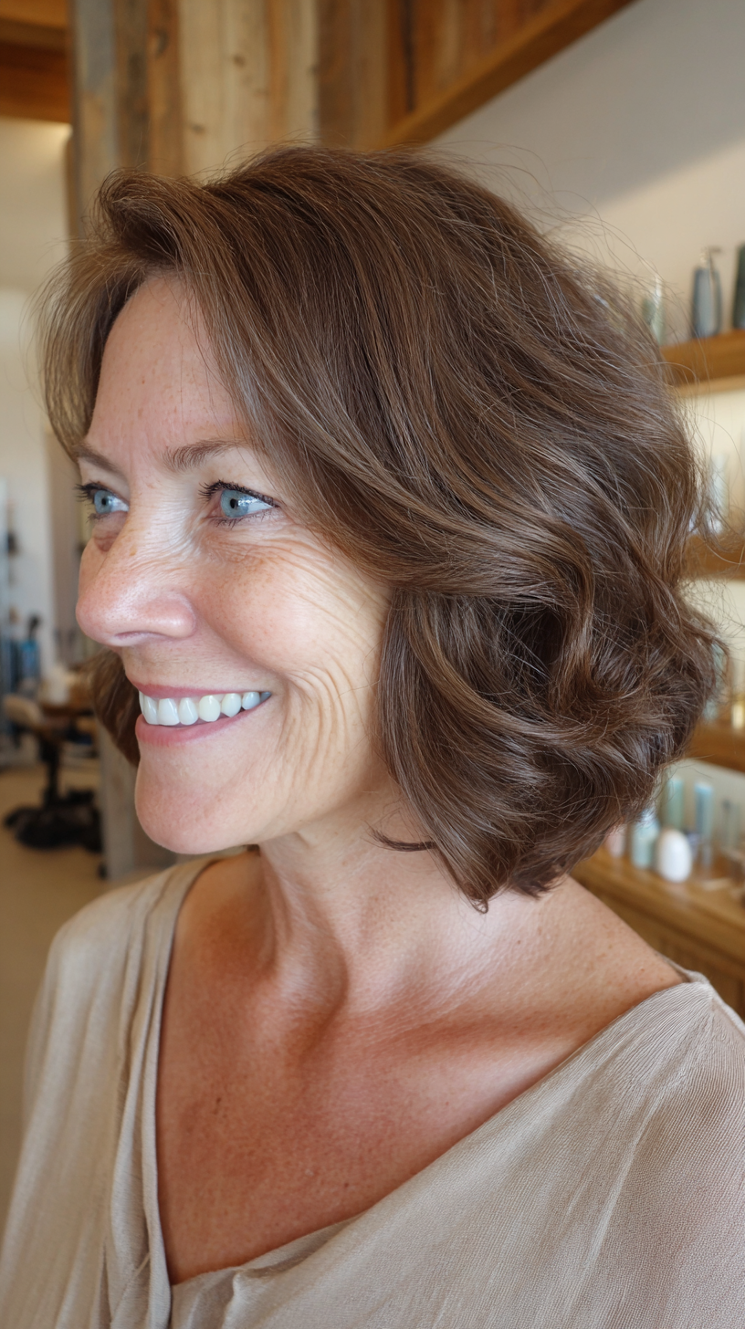 Textured Wavy Lob with Subtle Face Framing