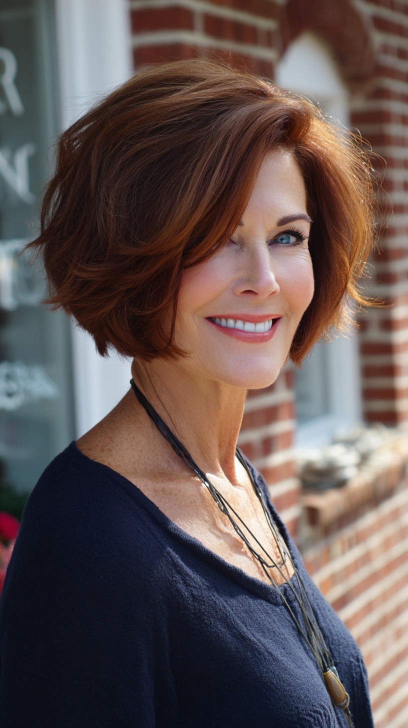 Voluminous Stacked Chin-Length Bob with Subtle Babylights