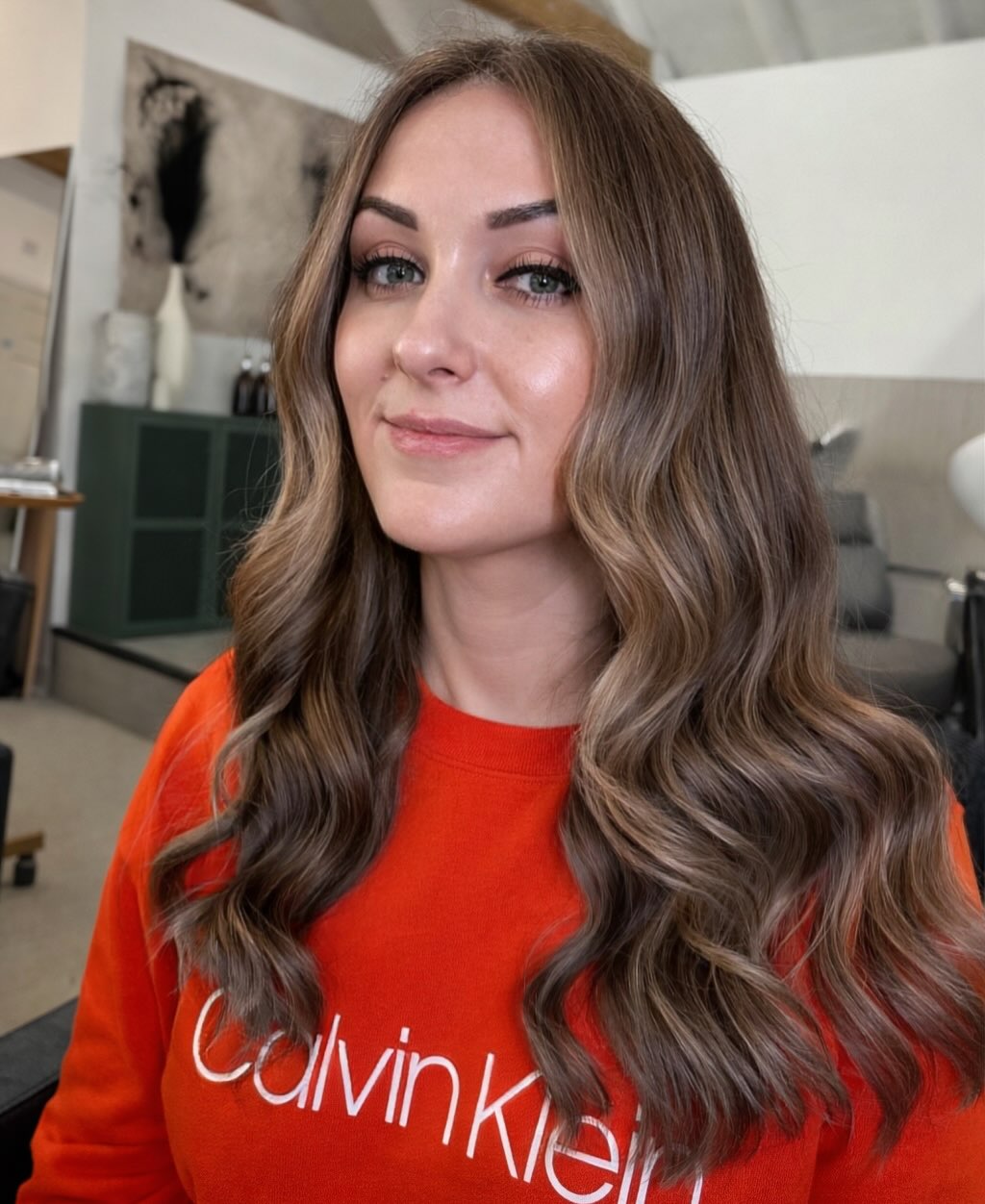 Warm Ash-Chestnut Long Waves with Subtle Face-Framing Layers